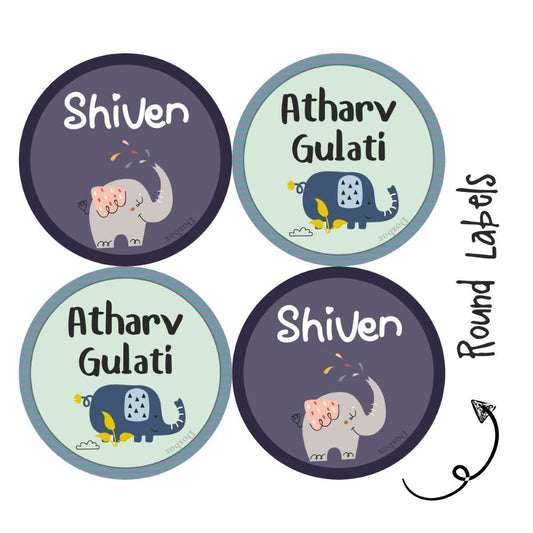 Round Waterproof Labels - Cute Elephant Doxbox Store|]Peppydots