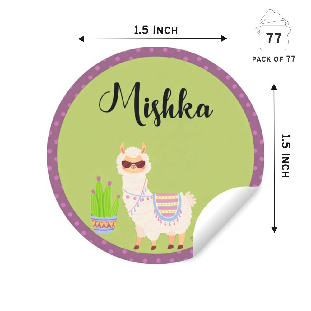 Round Waterproof Labels - Cute Llama Doxbox Store|]Peppydots