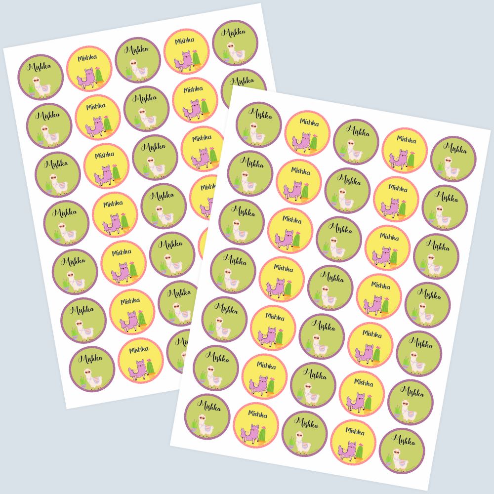 Round Waterproof Labels - Cute Llama Doxbox Store|]Peppydots