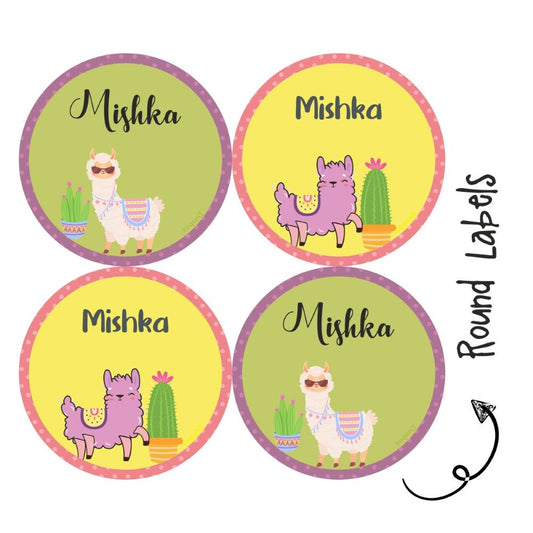 Round water proof label - Cute Llama - Peppydots