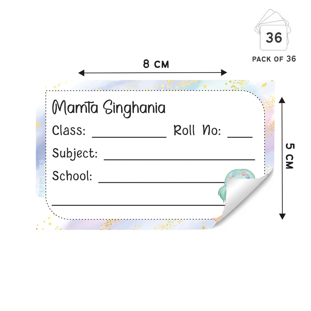 Personalized School Book Labels - Cute Mermaid Peppydots|]Peppydots