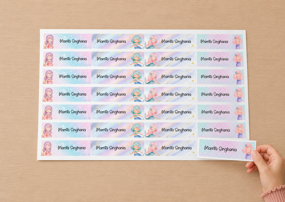 Waterproof Labels - Cute Mermaid Peppydots|]Peppydots