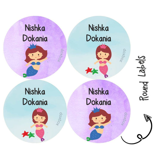 Round water proof label - Cute Mermaid Doxbox Store|]Peppydots