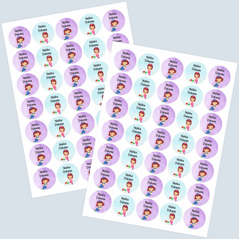 Round Waterproof label - Cute Mermaid Doxbox Store|]Peppydots