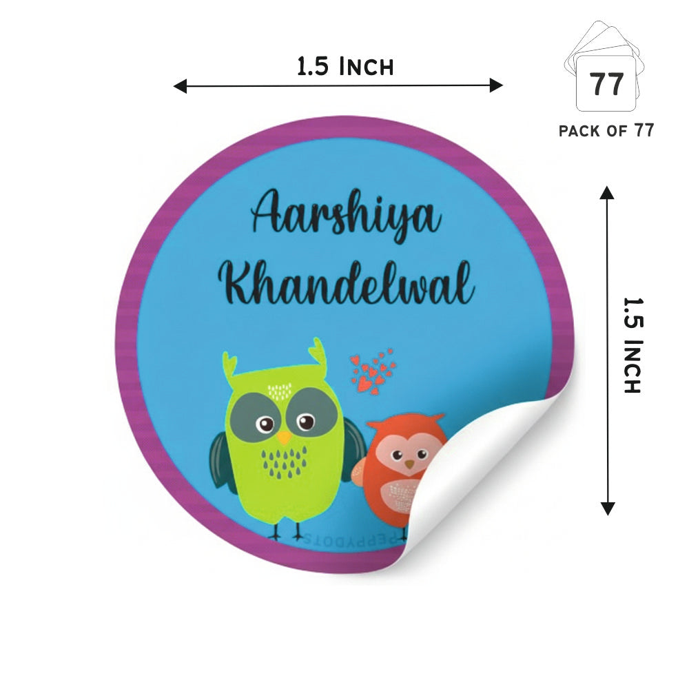 Round Waterproof LabelS - Cute Owls Doxbox Store|]Peppydots