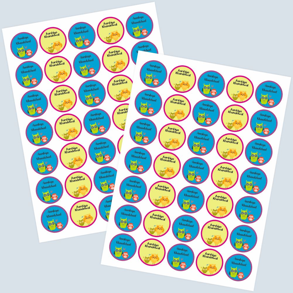 Round Waterproof LabelS - Cute Owls Doxbox Store|]Peppydots