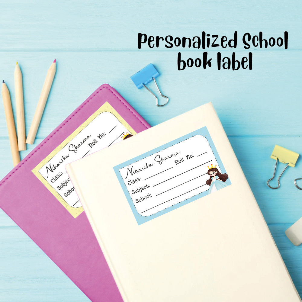 Personalized School Book Labels - Cute Princess Peppydots|]Peppydots