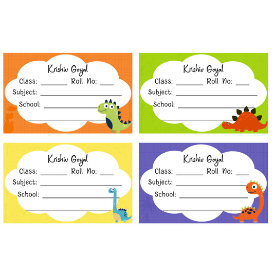 School Book Label - Dino Colors Doxbox Store|]Peppydots