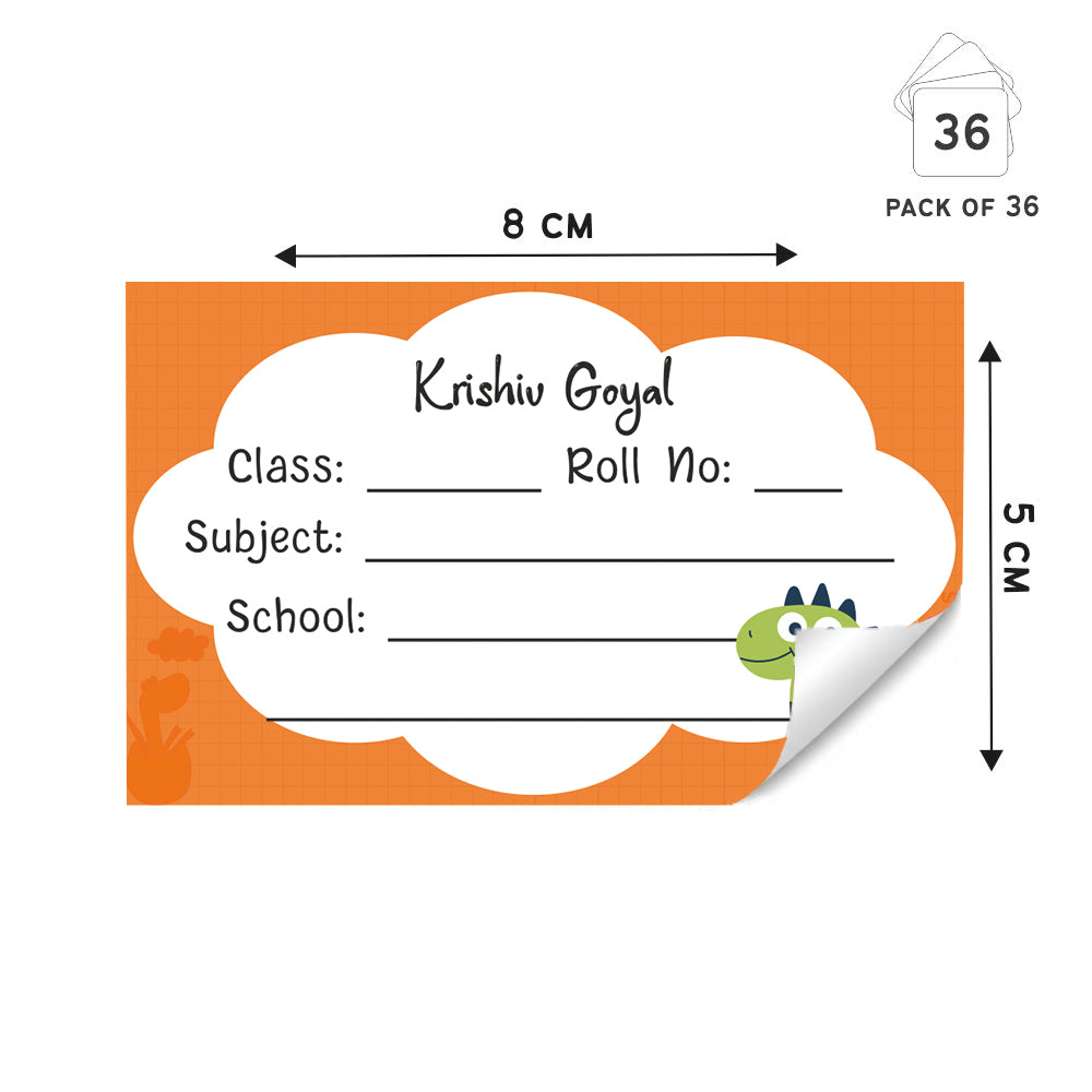Personalized School Book Labels - Dino Colors Peppydots|]Peppydots