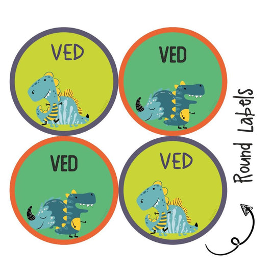 Round Waterproof Labels -Dino Colours Doxbox Store|]Peppydots