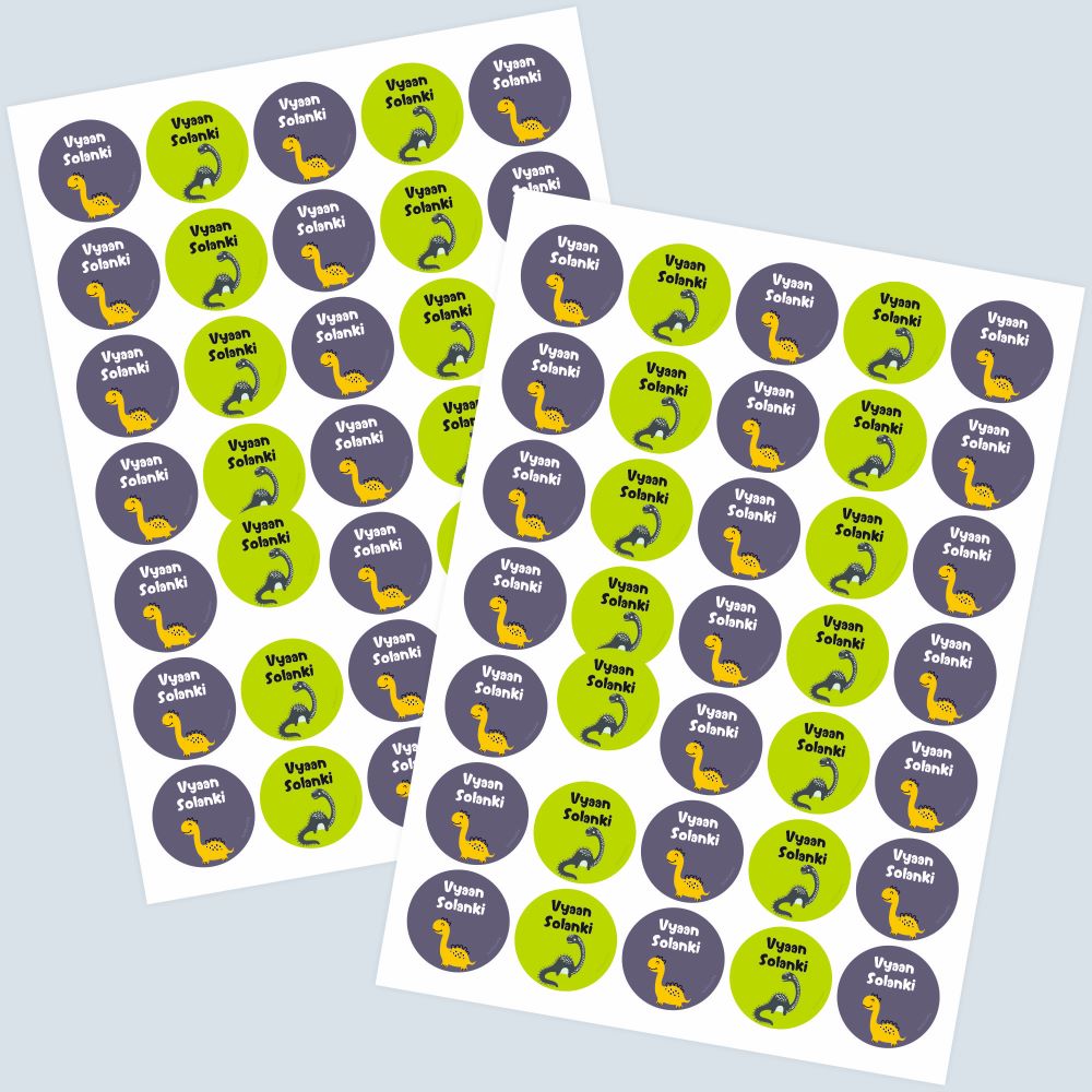 Round Waterproof Labels - Dinosaur Peppydots |]Peppydots