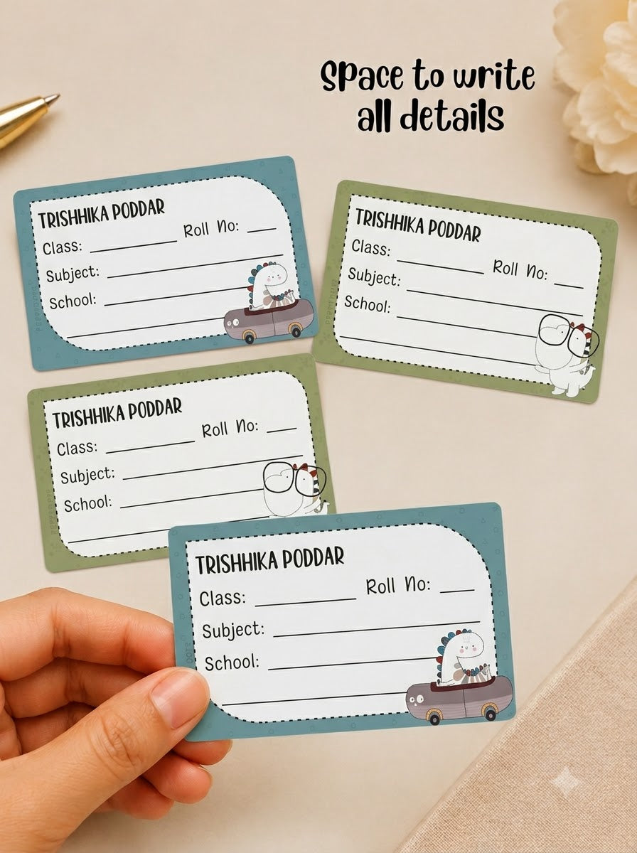 Personalized School Book Labels - Dinosaur Peppydots|]Peppydots