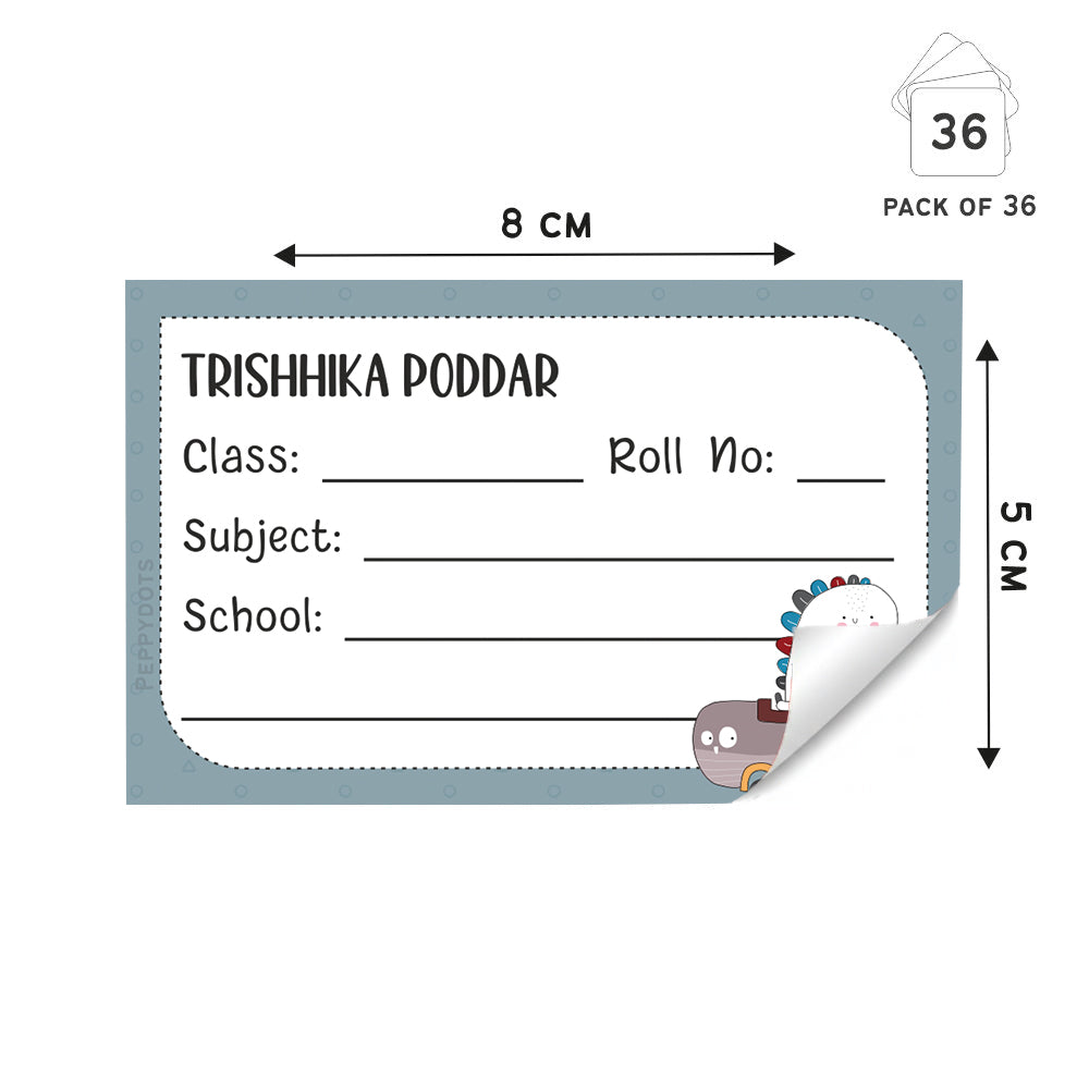 Personalized School Book Labels - Dinosaur Peppydots|]Peppydots