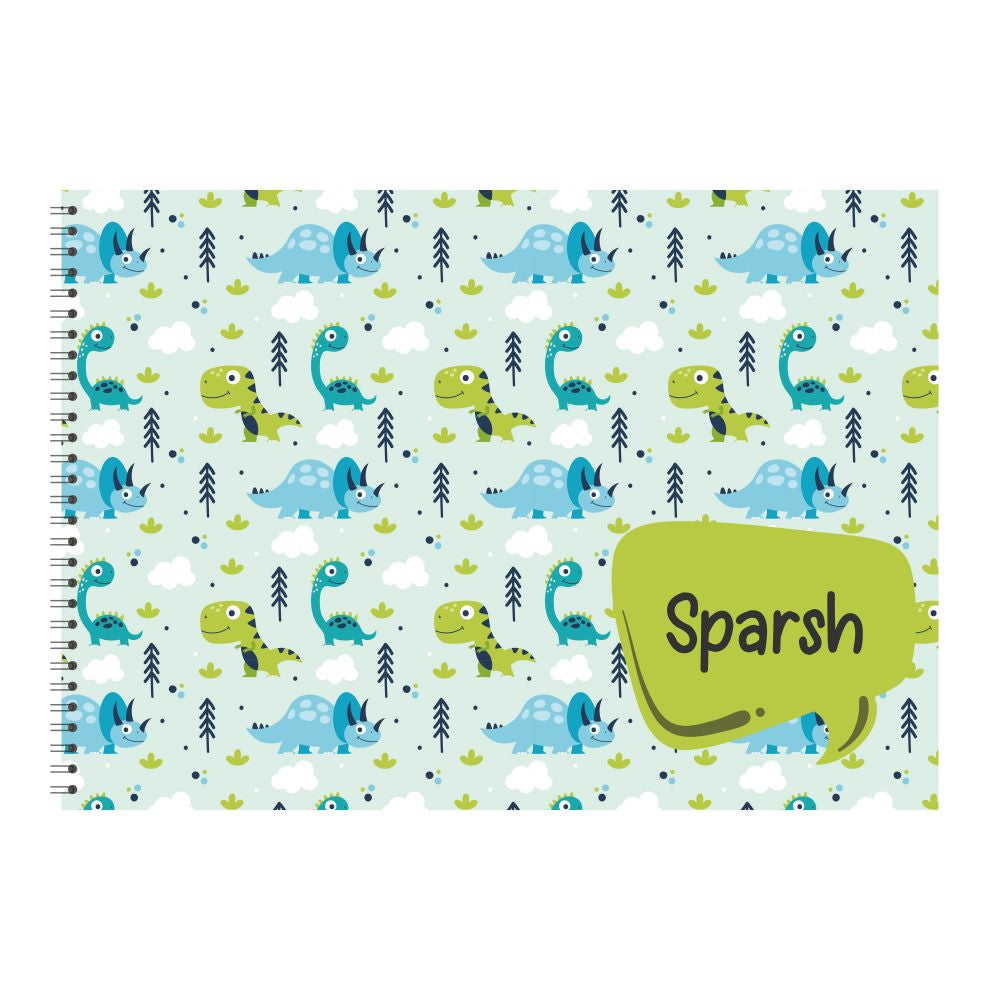 Personalised Sketchbook - Dinosaur Pattern Doxbox Store|]Peppydots