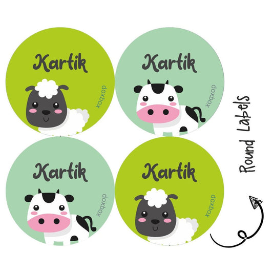 Round water proof label -Farm Animal Doxbox Store|]Peppydots