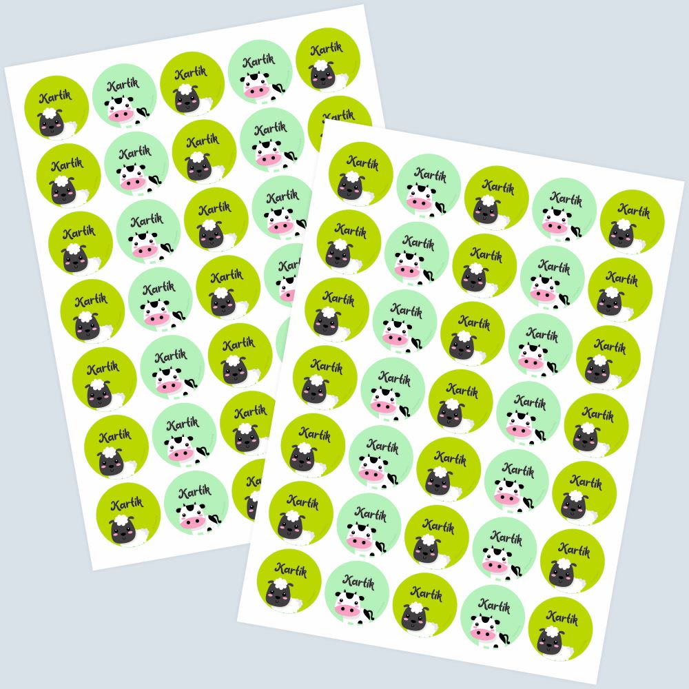 Round Waterproof Labels - Farm Animal Doxbox Store|]Peppydots