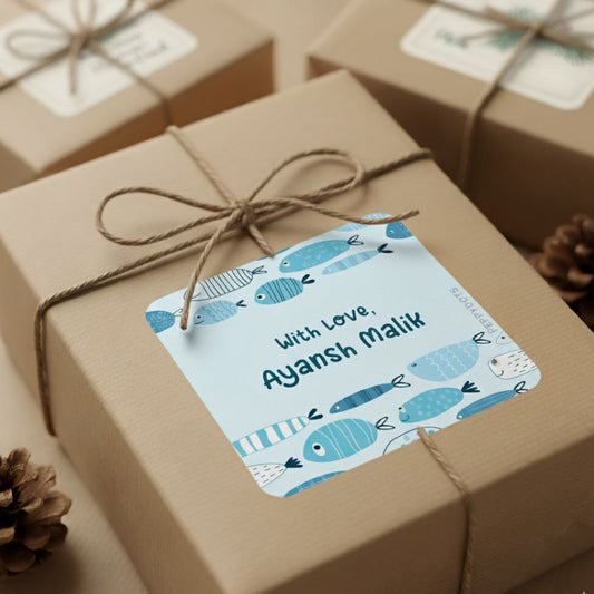Gift Labels - Fish Blue Doxbox Store|]Peppydots