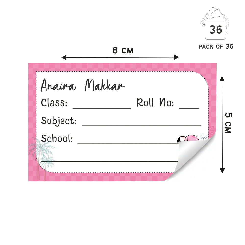 Personalized School Book Labels - Flamingo Peppydots|]Peppydots