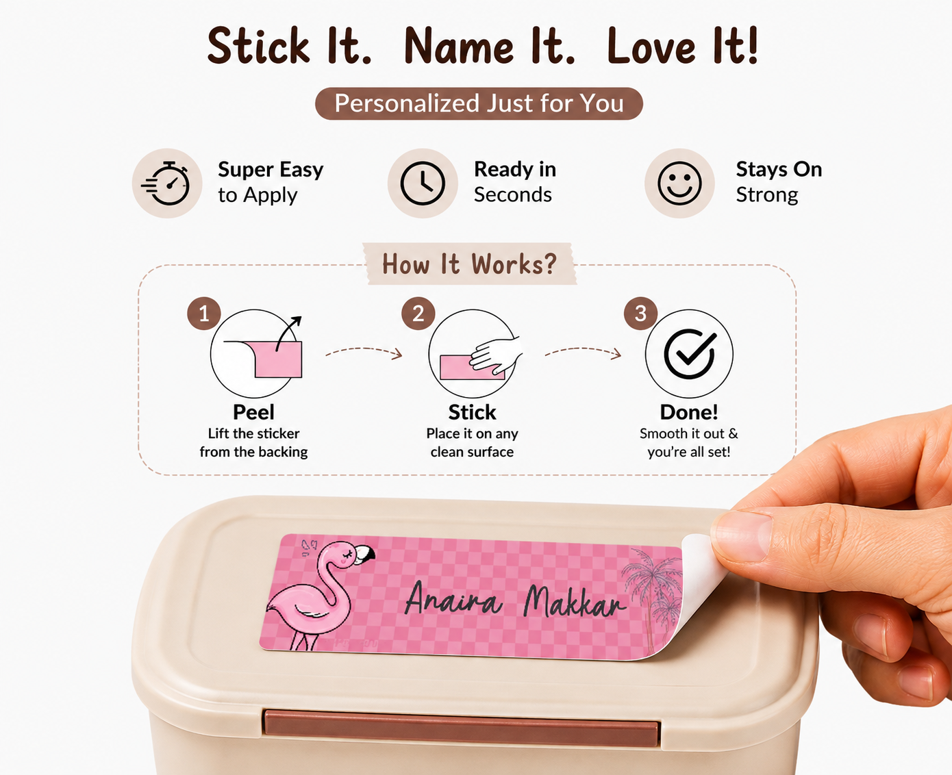 Waterproof Labels - Flamingo Peppydots|]Peppydots