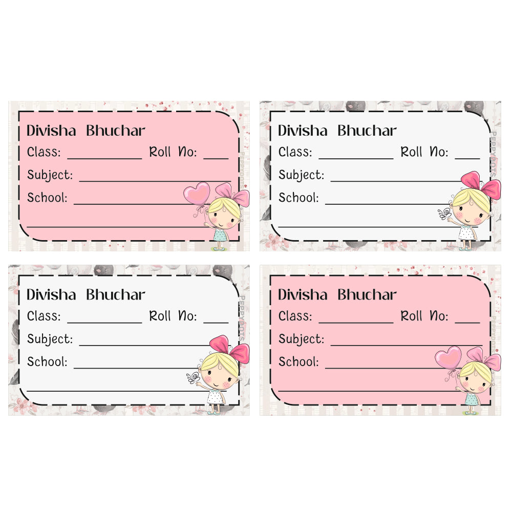 School Book Labels - Girl with a Bow Doxbox Store|]Peppydots
