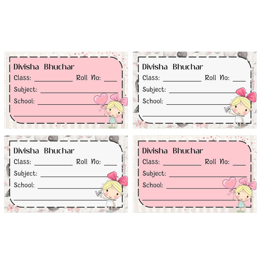 School Book Labels - Girl with a Bow Doxbox Store|]Peppydots