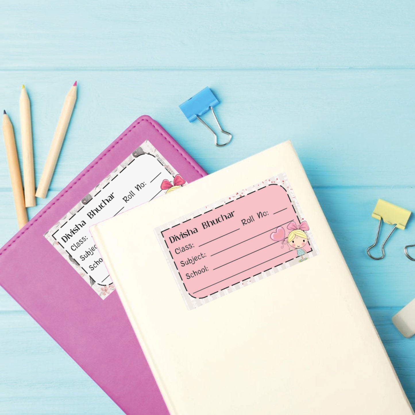 School Book Labels - Girl with a Bow Doxbox Store|]Peppydots