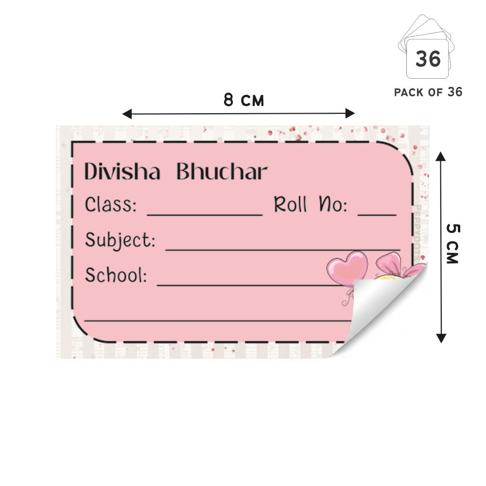 Personalized School Book Labels - Girl with a Bow Peppydots|]Peppydots
