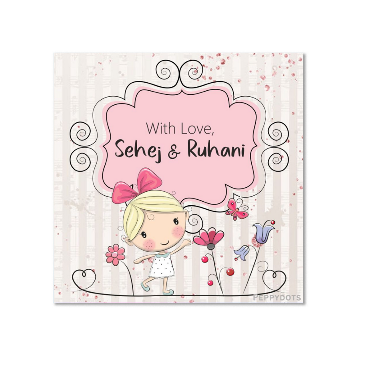 Gift Tag - Girl With Butterfly Peppydots|]Peppydots