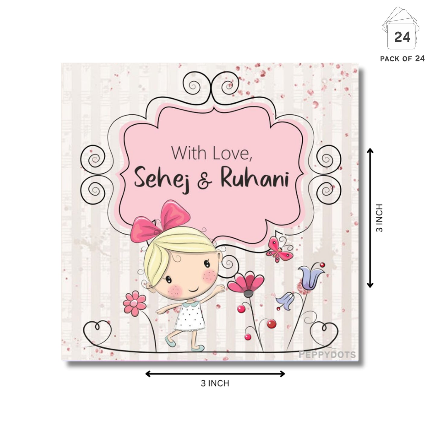 Gift Tag - Girl With Butterfly Peppydots|]Peppydots