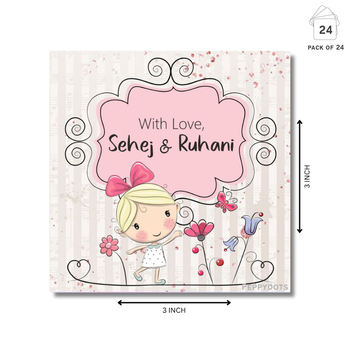 Gift Tag - Girl With Butterfly Peppydots|]Peppydots