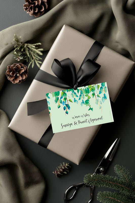Gift Tag - Green Watercolor Leaves Doxbox Store|]Peppydots