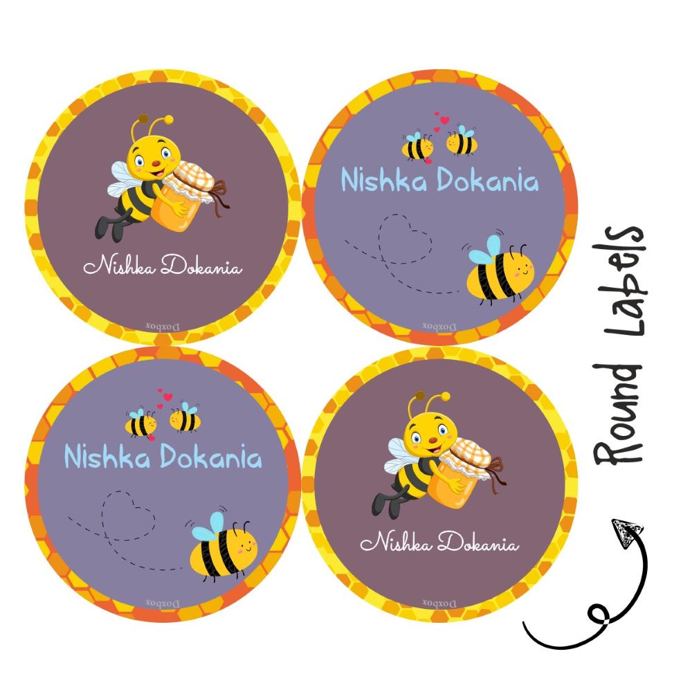 Round Waterproof Labels -Honey Bee Doxbox Store|]Peppydots