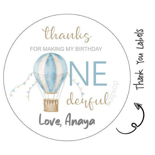Round thank you label - Hot Air Balloon Doxbox Store|]Peppydots