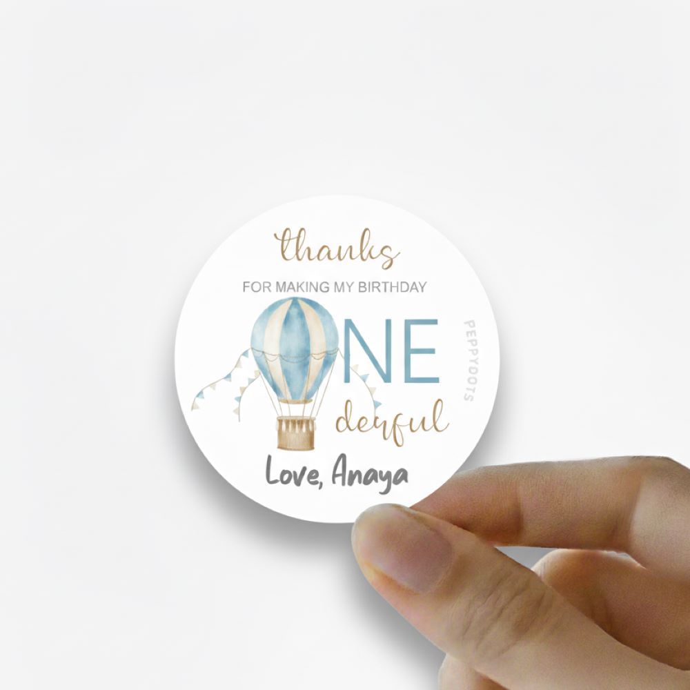 Round thank you label - Hot Air Balloon Doxbox Store|]Peppydots