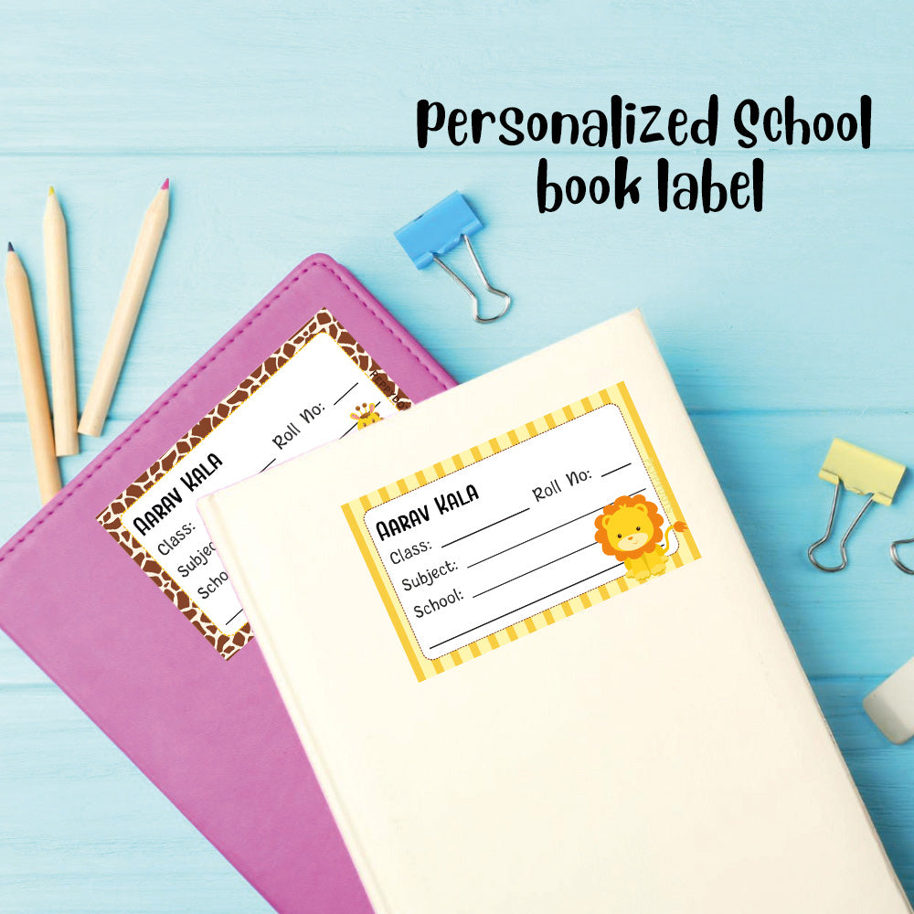 Personalized School Book Labels - Jungle Peppydots|]Peppydots