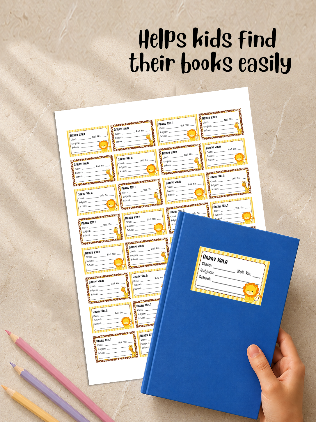 Personalized School Book Labels - Jungle Peppydots|]Peppydots