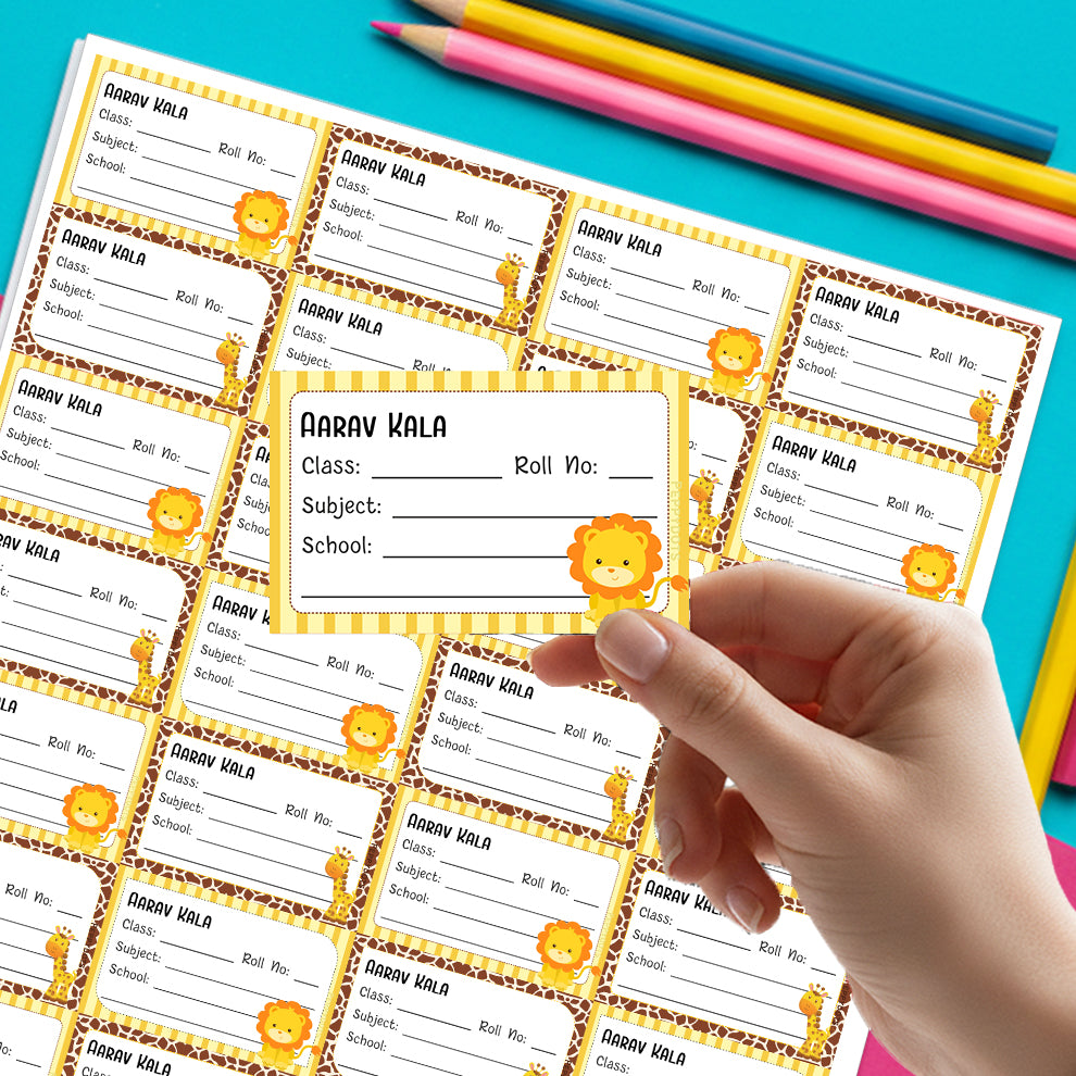 Personalized School Book Labels - Jungle Peppydots|]Peppydots