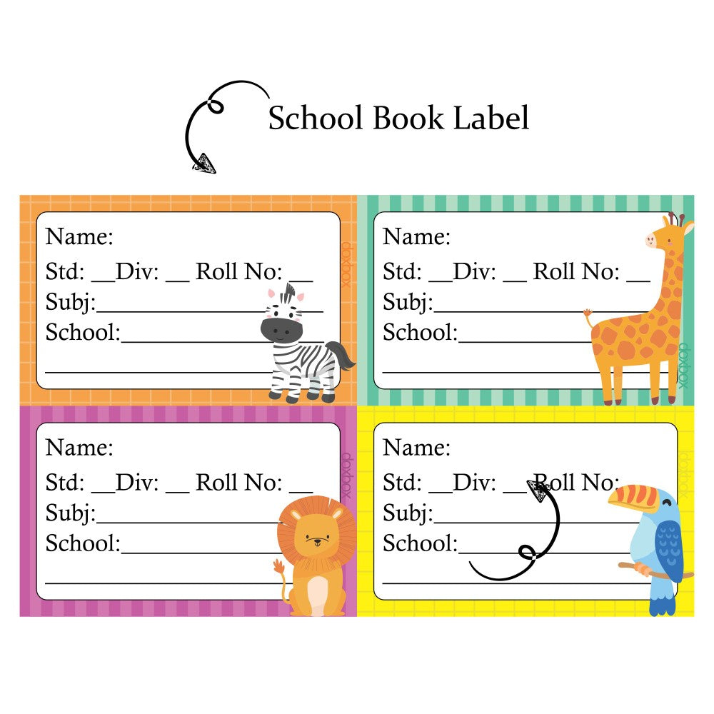 NP SCHOOL BOOK LABEL -Jungle Animals Doxbox Store|]Peppydots
