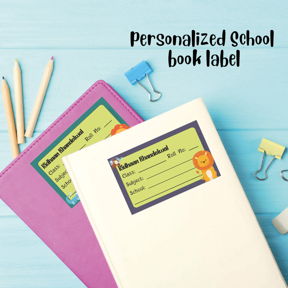 Personalized School Book Labels - Jungle Friends Peppydots|]Peppydots
