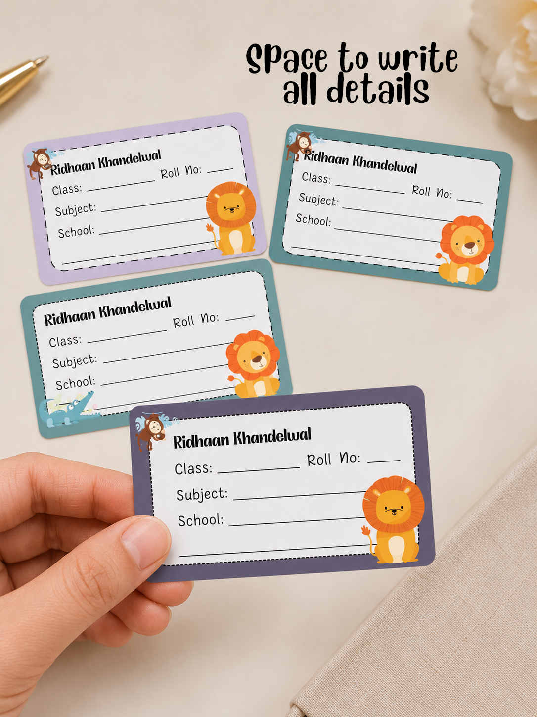 Personalized School Book Labels - Jungle Friends Peppydots|]Peppydots