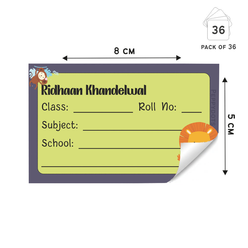 Personalized School Book Labels - Jungle Friends Peppydots|]Peppydots