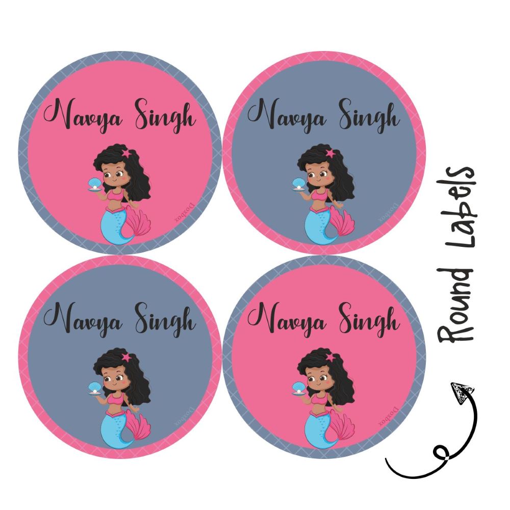 Round Waterproof Labels -Little Mermaid Doxbox Store|]Peppydots