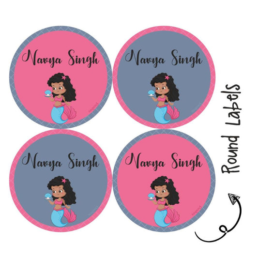 Round Waterproof Labels -Little Mermaid Doxbox Store|]Peppydots