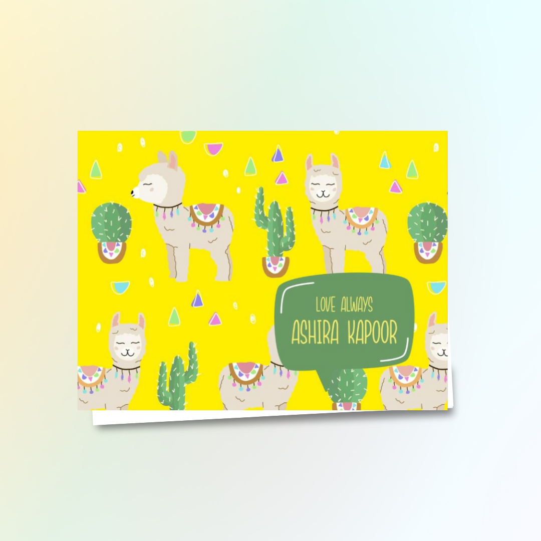 Gift Notecard - Llama Yellow Doxbox Store|]Peppydots