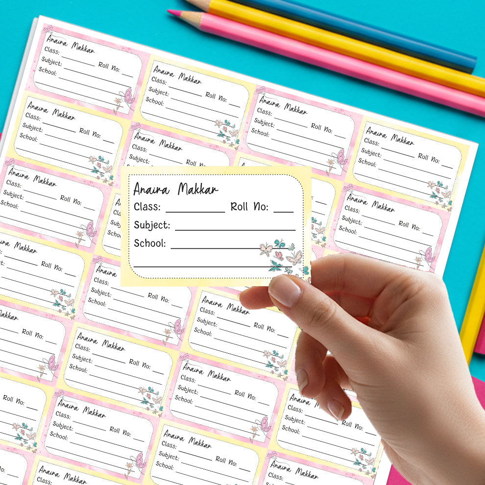 Personalized School Book Labels - Magical Butterfly Peppydots|]Peppydots