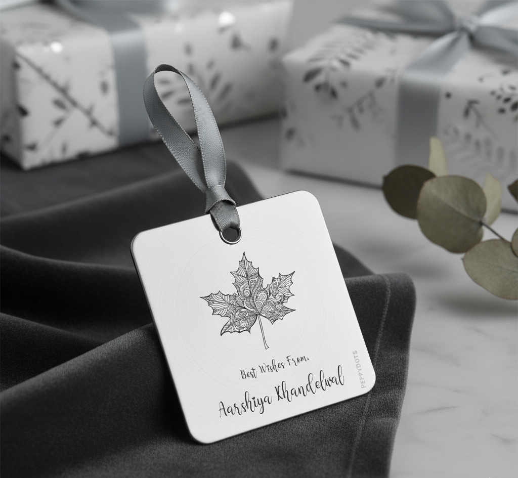 Silver Gift Tag - Maple Leaf Doxbox Store|]Peppydots