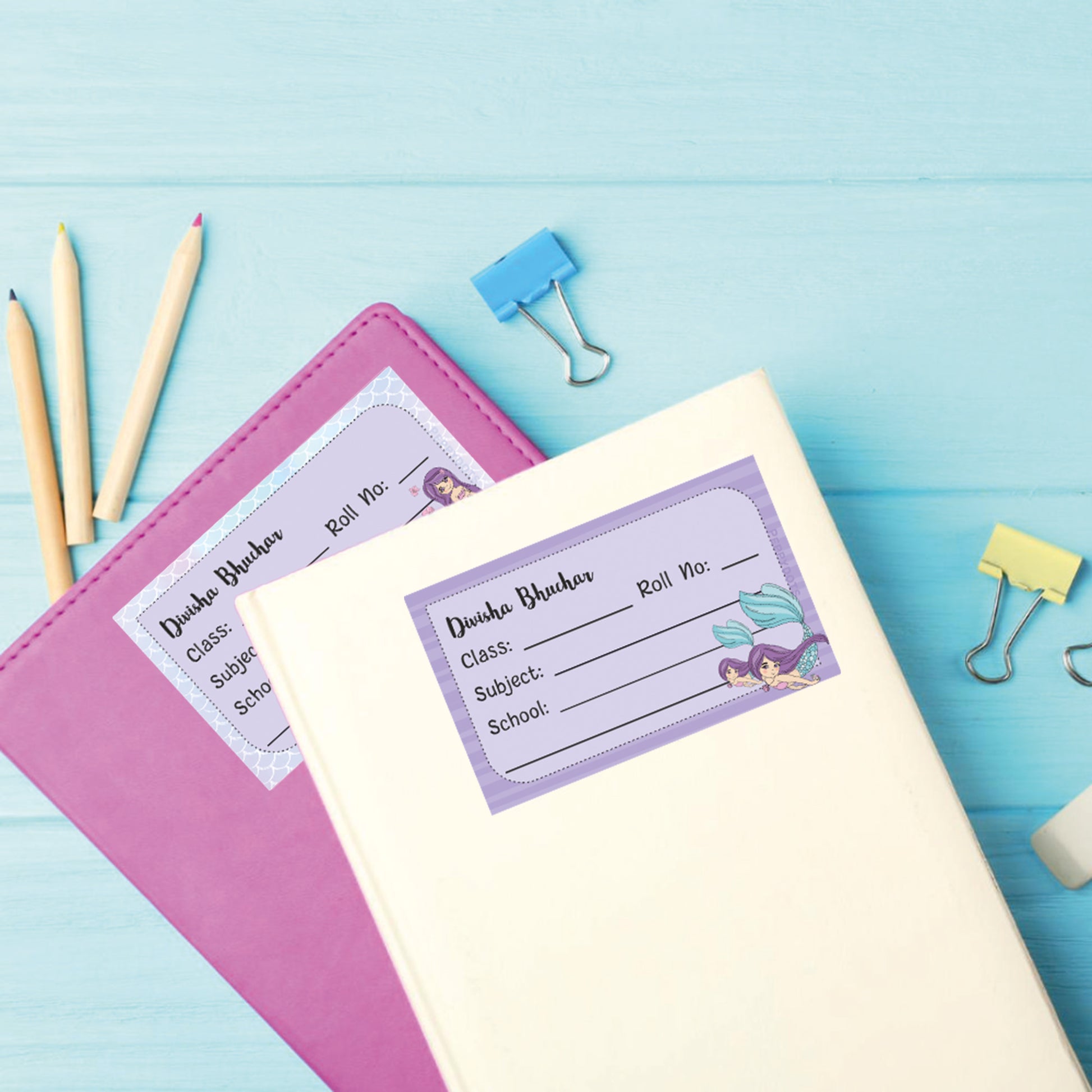 School Book Label - Mermaid Doxbox Store|]Peppydots