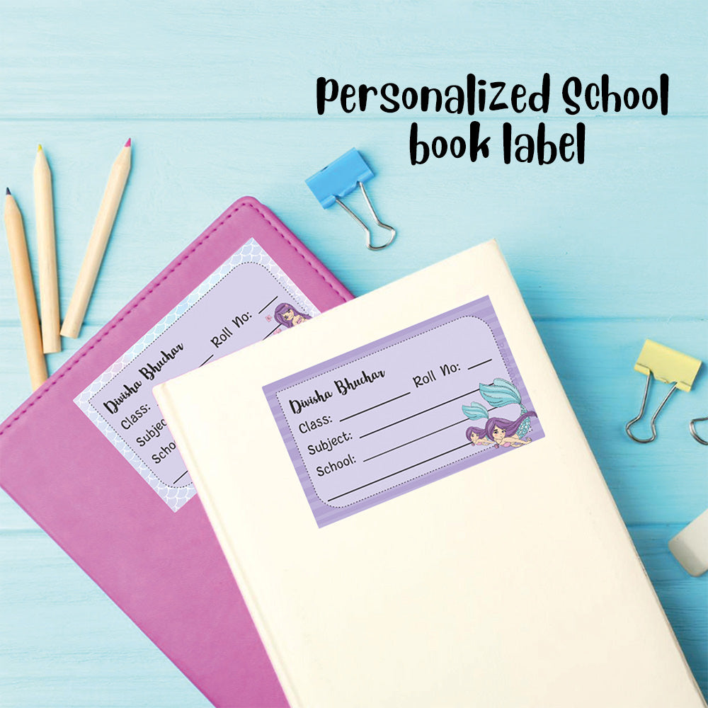 Personalized School Book Labels - Mermaid Peppydots|]Peppydots