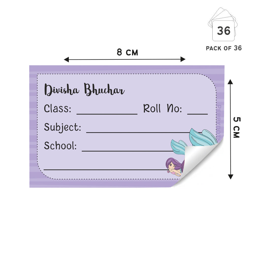 Personalized School Book Labels - Mermaid Peppydots|]Peppydots