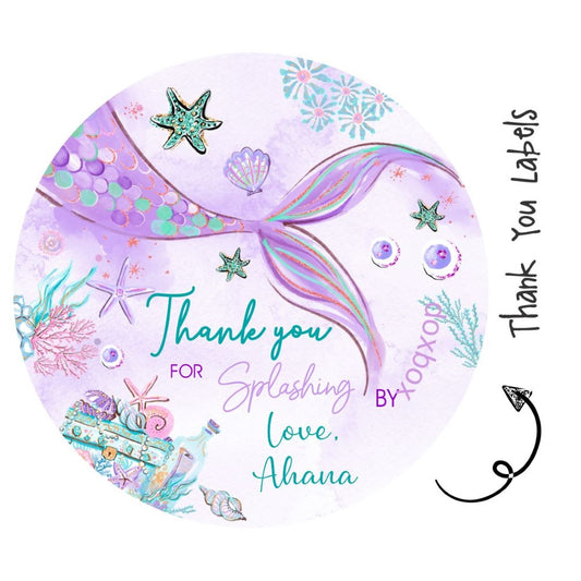 Round thank you label - Mermaid Love - Peppydots